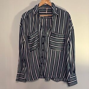 Free People Mad About You Satin Blouse Medium